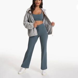 Vuori Blue-Grey High-Rise Flare Leggings
